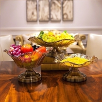 Modern creative dining table decorations ornaments European home living room coffee table glass large fruit plate fruit pot set