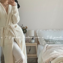 (S T) date on Sunday autumn winter plush lace long belt bathrobe nightgown home suit coat women