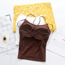 Anti-light beauty back sling Net red explosion Vest Womens belt chest pad sexy cross belt underwear black backless top women