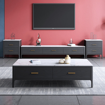 Yichao Italian marble coffee table TV cabinet combination Modern simple living room small apartment square table Nordic style furniture