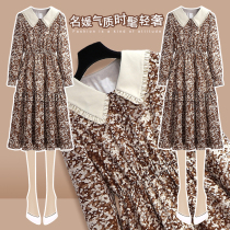 Fata-style retro long dress Phantom with dolls collar large hem skirt 2022 Early spring snowspun Broken Flowers foam Blister Sleeves Dress