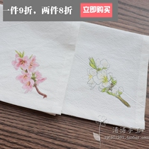 Qingyu Chinese style retro style pure cotton handkerchief ladies fresh square towel handkerchief sweats soft skin-friendly peach blossom edge