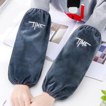 1 3 pairs of autumn and winter plush warm elbow long flannel sleeves mens work anti-fouling sleeve female adult