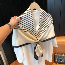Spring autumn and summer foreign style fashion all-match striped silk scarf scarf 90 large square scarf with suit shawl vest shoulder scarf female
