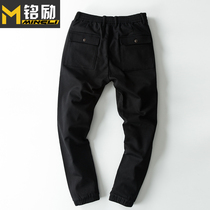 Mingli new mens small foot pants Korean slim feet Haren pants black sports pants Tide brand casual pants men