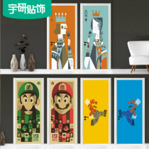 80 post Classic room door sticker super mary retro nostalgia decorative door patch customizable size living-room door trim patch