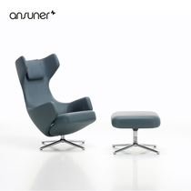 Nordic single sofa chair modern simple light luxury iron designer lazy leather chair living room lounge chair