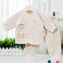Newborn Baby Winter Clothing 0-3 Months Newborns Plus Cotton Boneless Monk Conserved Baby Pure Cotton Spring Autumn Season Suit