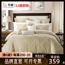 Le snail home textile LOVO light luxury bedding cotton European cotton quilt cover bedding four-piece golden Vienna