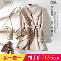 Buy one get one free quarter long womens coat Korean solid color double wool coat doll collar woolen coat