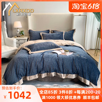 Four pieces of covered pure cotton winter thickened and velvety double face suede coral suede flannel velvet cover bed crystal suede