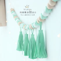 High quality Woo Di Ga original design Wooden beads color hanging string pull flower ins explosion Nordic simple style hanging decoration