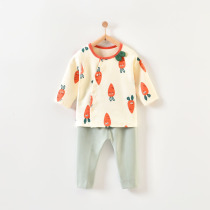 Baby autumn clothes set 10 month velvet cotton partial split clothes baby men and women Baby Home clothing set