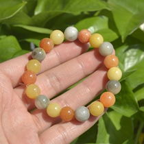 17# Natural Xinjiang Gobi jade color gold silk jade bracelet surface color stone 1cm road road Road