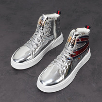 European station high-help shoes new Korean lacquer skin men fashion Shoes casual shoes and youth plus fluff shoes