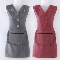 Apron women's kitchen sleeve net red work foreign style cotton apron high-end fashion Wei Qun cooking dirt-resistant cotton cloth