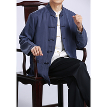 Baifulong high-grade mens Tang coat new Chinese style mens clothing Tencel Chinese plate buckle coat Dad outfit