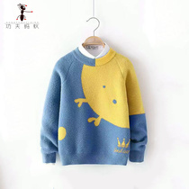 Autumn and winter boys pullover sweater childrens baby cartoon knitted bottoming shirt childrens warm line thickened 3810
