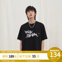 PCLP Summer Round Collar Short Sleeve T-Shirt Male Brief About 100 Hitch Country Tide Cards Easy Pure Color Half Sleeve Black