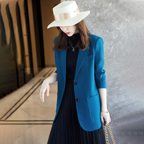 Blue suit coat female spring and autumn 2022 new temperament and leisure sentiment early autumn suit female design sense