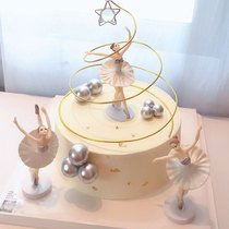 Baking cake decoration ballet girl three-piece decoration beautiful pink ribbon cake decoration dessert dress up