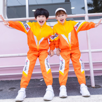 CUHK Tong School Uniform Kindergarten Baseball Suit Performance Suit Elementary School Students Sports Orange Letters Collared and Leisure Two sets