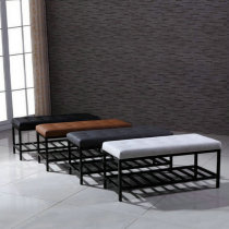 Iron Art Double Layer Nordic Sofa Changing Shoes Stool Clothing Shop Rest Stool Fitting Strip Bench Release Shoes Storage Stool Bed Tailstool