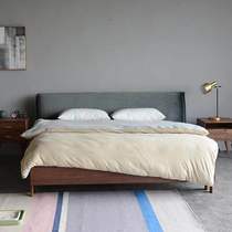 Nordic 1 8 m solid wood bed modern simple double bed fabric soft bag All Black Walnut wedding bed small apartment