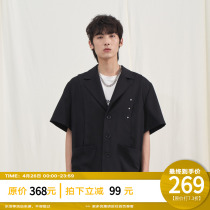 PCLP 2nd generation rivet short sleeve suit shirt country tide card black summer half sleeve shirt man