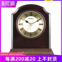 Japan Seiko creative fashion retro European home office mute solid wood quartz table clock QXE018