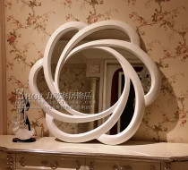 Simple art hanging mirror sofa decorative background wall hanging wood carving white entrance fireplace hanging painting bathroom mirror