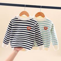 1-8 years old childrens striped sweater autumn winter girls boys 2021 new round neck Korean baby sweater 5 tide