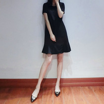 Chiffon small black skirt dress Hepburn style female 2021 new Korean temperament waist thin ruffle a-line skirt