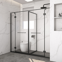 Brief Art T-type shower room whole bath room laminated glass door toilet dry and wet separation glass partition