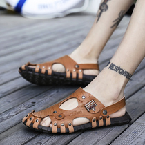Extra-large code 45 Summer sandshoes ins Chains Chains 46 Men Baotou 47 Increase Number of Fashion Dual-use Cool Slipper Men