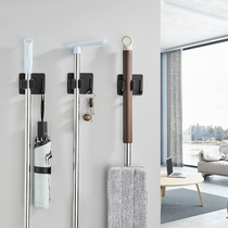 Mop rack adhesive hook stainless steel non-hole strong viscose toilet wall-mounted rubber cotton broom hanger storage artifact