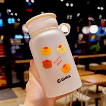 High face value frosted fruit glass cup Korean style student portable ring handle cup small fairy girls heart water cup