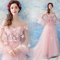 Flower cluster butterfly sleeve Flower Fairy pink Bride wedding toast wedding dress dinner annual dress dress wholesale 288Q