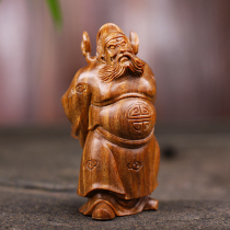 Fuyunchang green sandalwood wood Tian Shi Zhong Kui hand-held pieces Wen play toys Home wood carving ornaments Handicraft ornaments