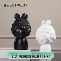 Black and White Little Loli ornaments modern simple living room soft decoration crafts childrens room desktop girl decoration creativity