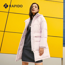 RAPIDO Li thunder road winter women fluffy warm embroidery soft and comfortable drawstring long down jacket