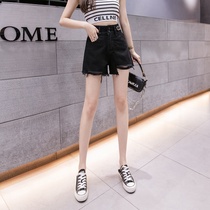 Denim Shorts Woman Summer Thin 2022 net red black High waist Thin Hot Girl Breaking Hole Loose A Character Hot Pants Tide