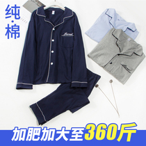 spring autumn pure cotton fat man home wear solid color cardigan plus size pajamas mens autumn long sleeve pants set