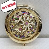 10 Russian hollow carry-on cosmetic mirror portable folding round gold small mirror retro creative new