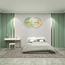 Nordic sofa Background Wall shaped plate Living room Green integrated plate splicing imitation wood grain grille buckle plate protective wall plate
