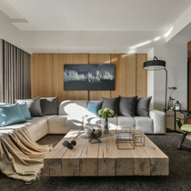 Retro personality wrought iron pure original solid wood block living room big coffee table low table industrial wind design decoration big Square