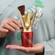 Pure copper tea ceremony six gentlemen kung fu tea set set tea tools accessories Daquan tea knife clip spoon tea cup holder tea brush