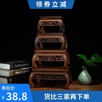 Handicraft ornaments solid wood long square base Chicken wing wood Purple sand teapot stone flower pot landscape mahogany bracket