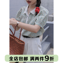 Ouyang Festive Flowers Short Sleeve Shirt Woman 2021 Summer New Law Style Temperament Lace splicing blouses superfairy