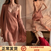 Silk sexy pajamas womens spring autumn and summer lace sling nightdress thin section mulberry silk high-end suit nightgown